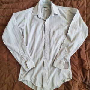 Vintage ROYAL KNIGHT Men's Button Up Long Sleeve Gray With Red Pin Stripes 14.5